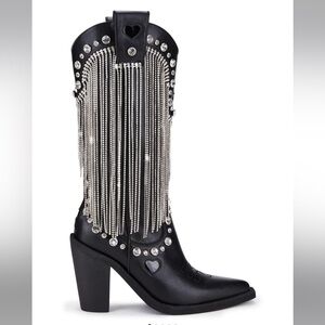 Black and Silver Embellished Women's Boots Cowboy boots Womens